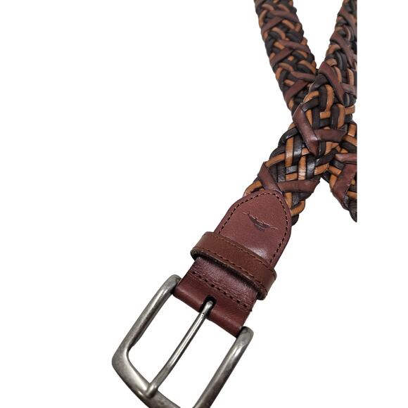 Tommy Bahama M Brown Leather Woven Braided Classic Golf Preppy Career Staple - Picture 3 of 3